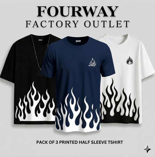 Pack Of 3 Fire Printed Shirts