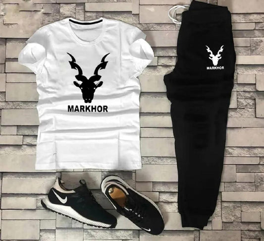 Men’s Summer Track Suit – Lightweight & Breathable(MARKHOR WHITE BLACK)